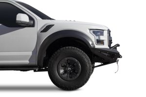 Ford F-150 Raptor Front Bumper - Addictive Desert Designs - HoneyBadger with Winch Mount - Hammer Black with Satin Black Panels - `17-`18